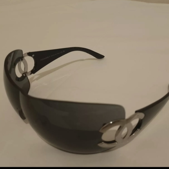 Vintage CHANEL CC Monogram Oversized Shield Sunglasses - Picture 1 of 4